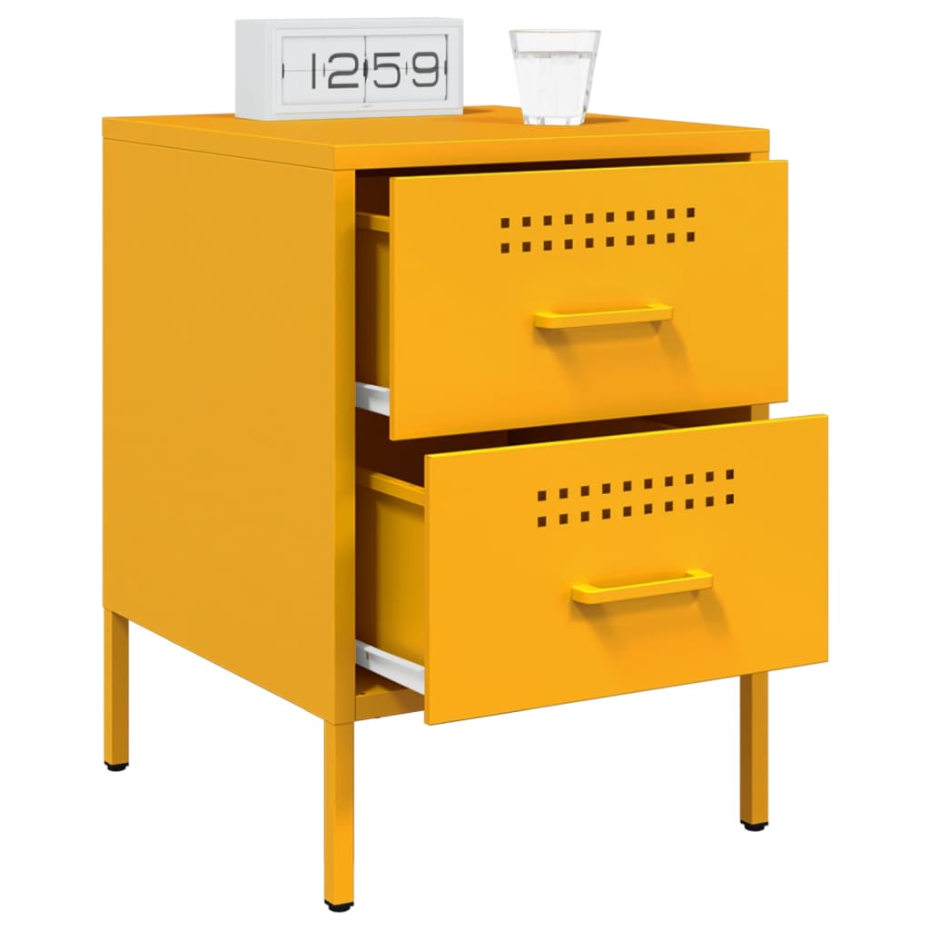 Bedside Cabinet Mustard Yellow 36x39x50.5 cm Steel