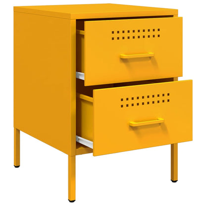 Bedside Cabinet Mustard Yellow 36x39x50.5 cm Steel