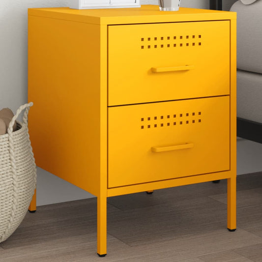 Bedside Cabinet Mustard Yellow 36x39x50.5 cm Steel