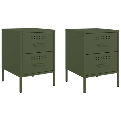 Bedside Cabinets 2 pcs Olive Green 36x39x50.5 cm Steel