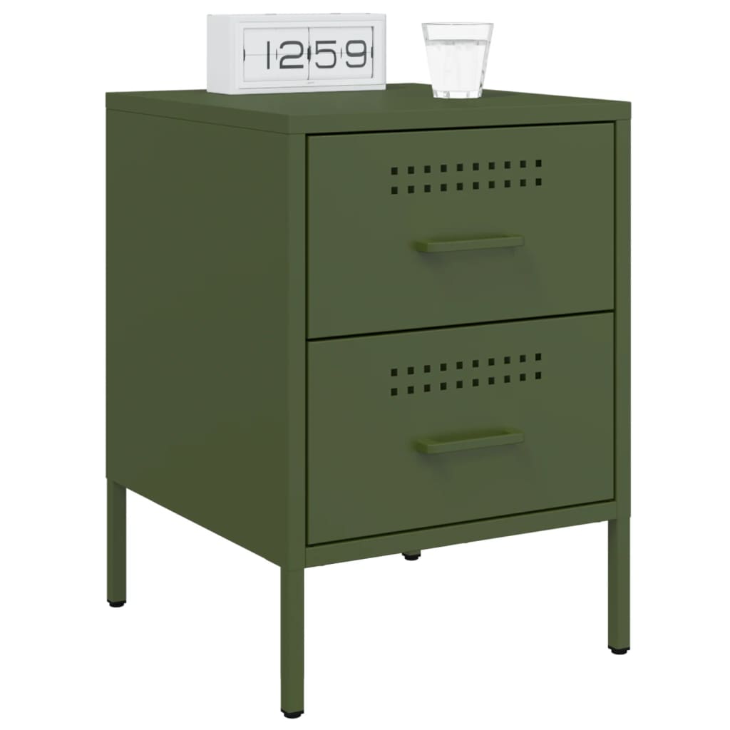 Bedside Cabinets 2 pcs Olive Green 36x39x50.5 cm Steel