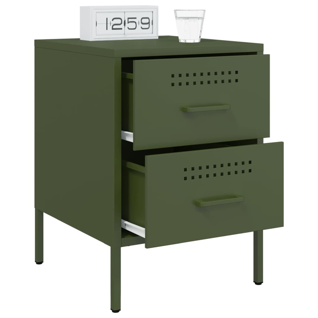 Bedside Cabinets 2 pcs Olive Green 36x39x50.5 cm Steel