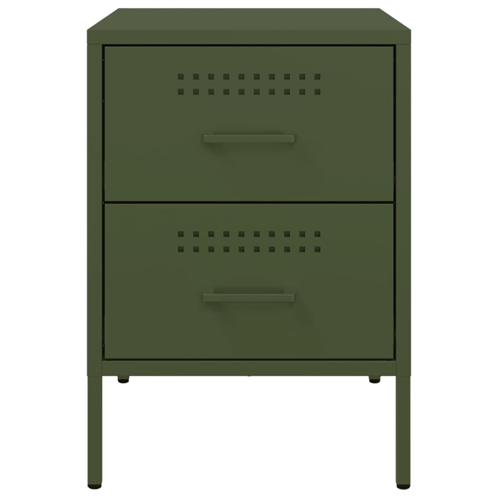 Bedside Cabinets 2 pcs Olive Green 36x39x50.5 cm Steel