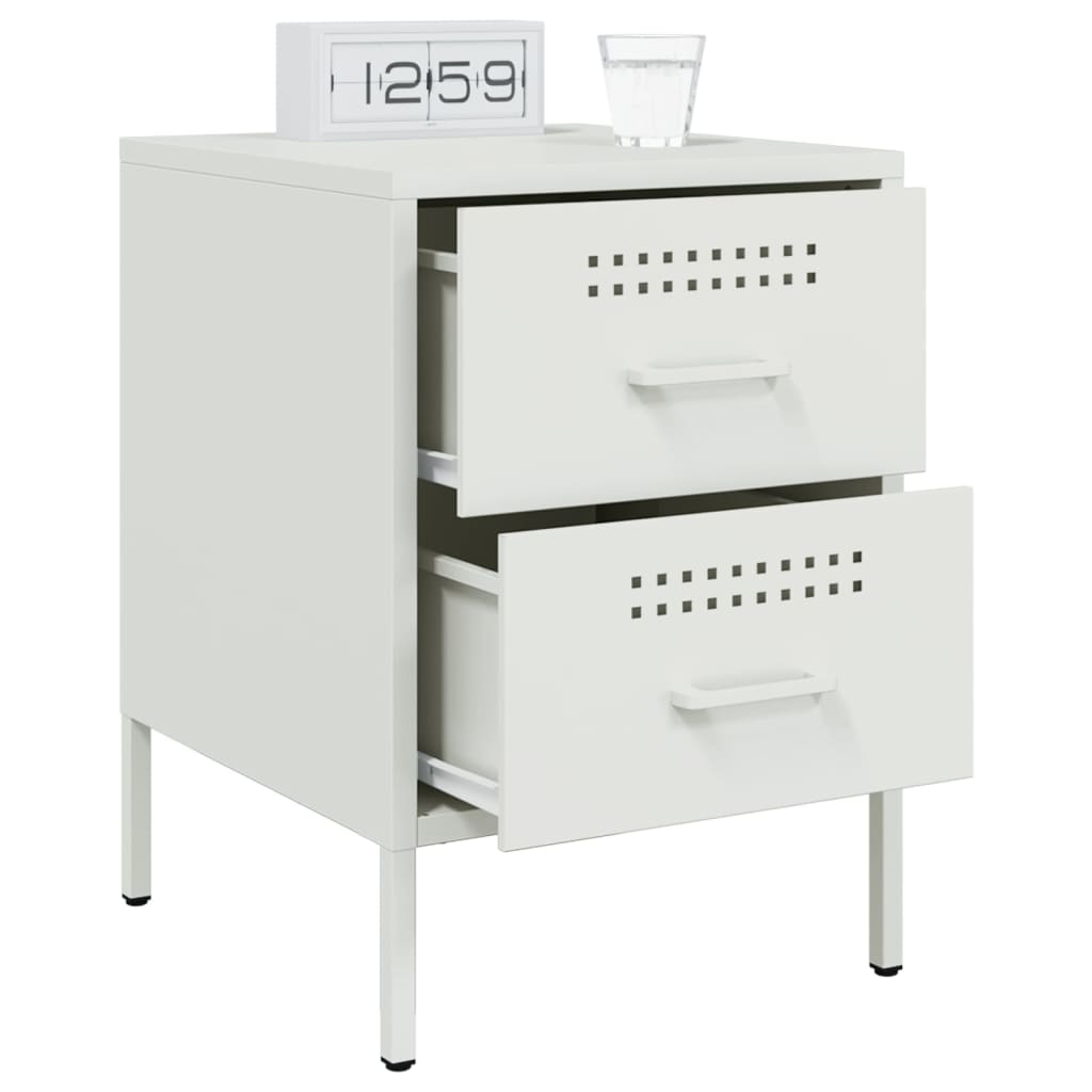 Bedside Cabinet White 36x39x50.5 cm Steel