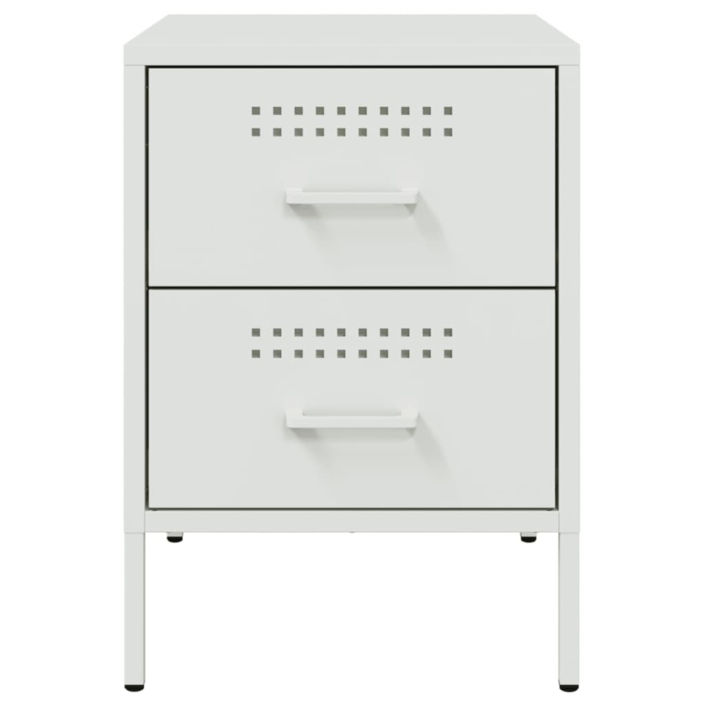 Bedside Cabinet White 36x39x50.5 cm Steel