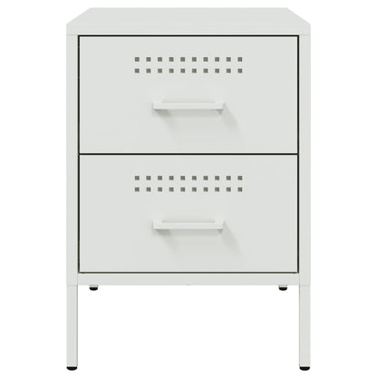 Bedside Cabinet White 36x39x50.5 cm Steel