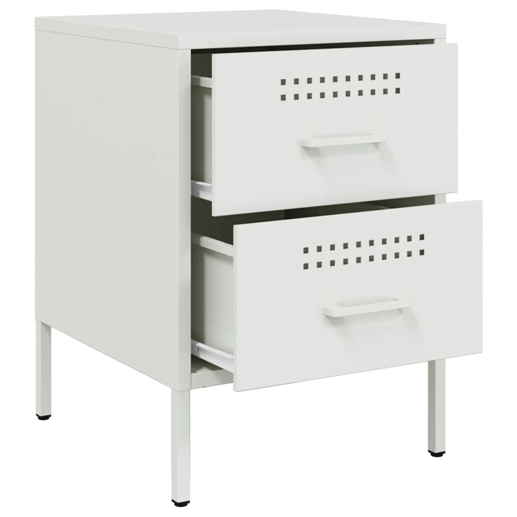 Bedside Cabinet White 36x39x50.5 cm Steel