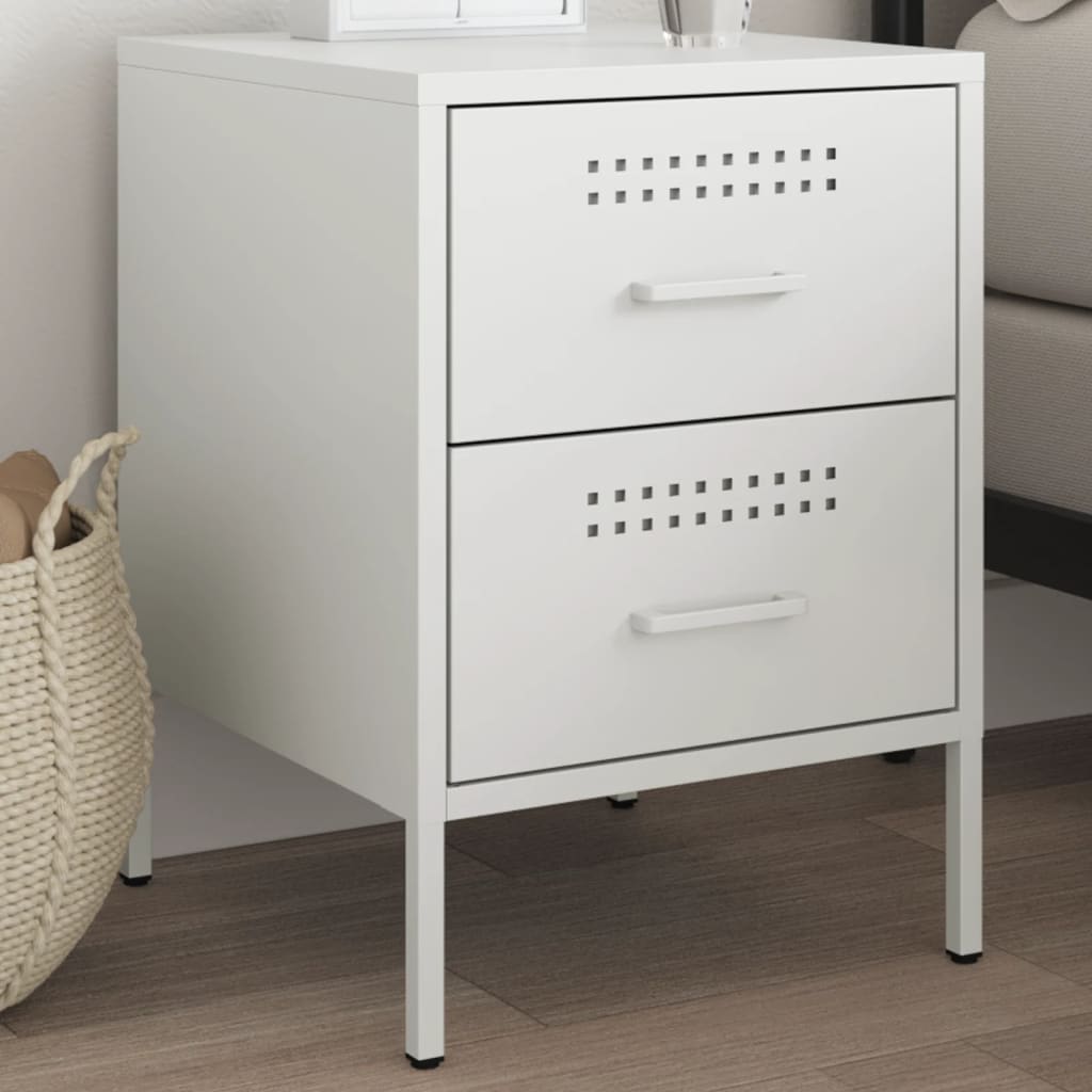 Bedside Cabinet White 36x39x50.5 cm Steel