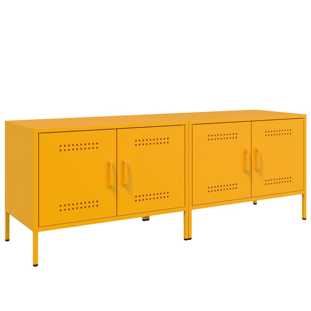 TV Cabinets 2 pcs Mustard Yellow 68x39x50.5 cm Steel