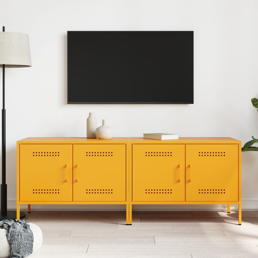 TV Cabinets 2 pcs Mustard Yellow 68x39x50.5 cm Steel