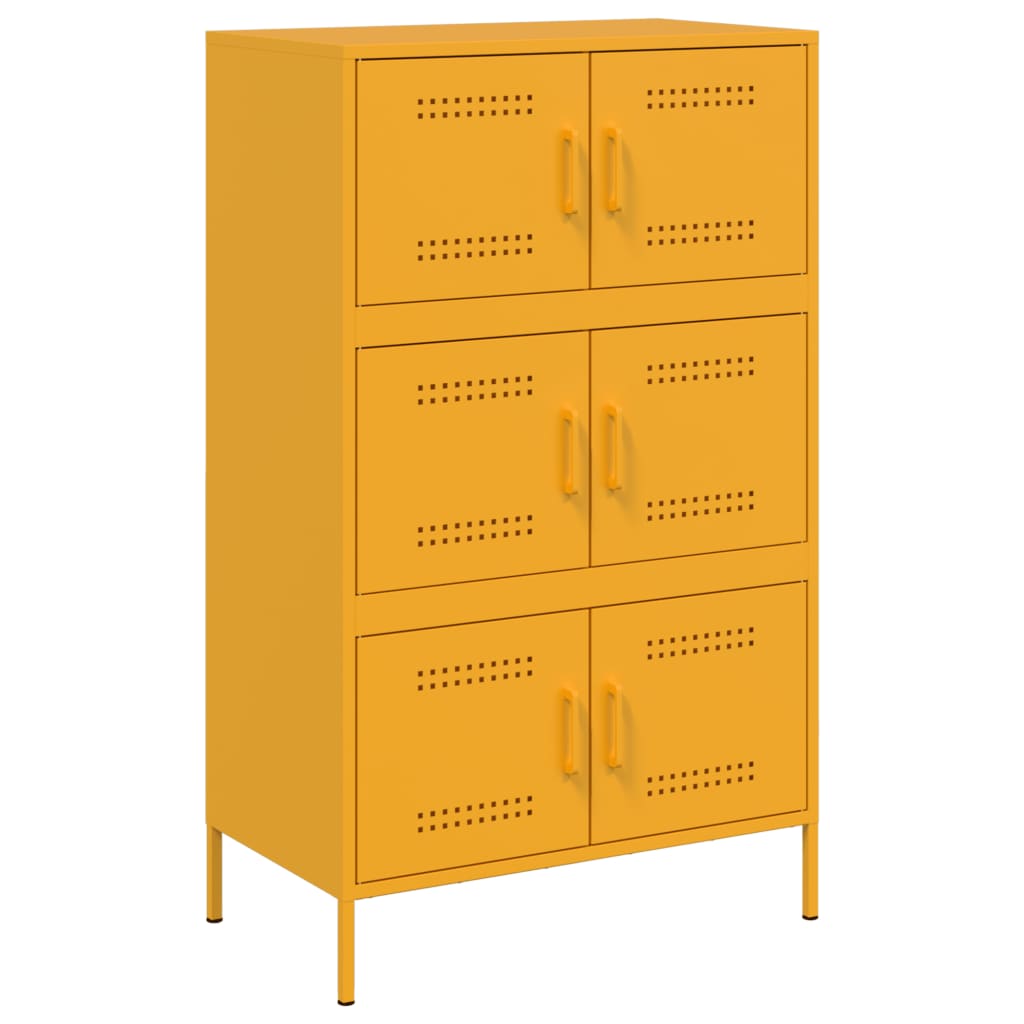 Highboard Mustard Yellow 68x39x113 cm Steel