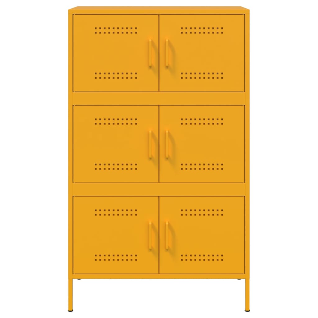 Highboard Mustard Yellow 68x39x113 cm Steel