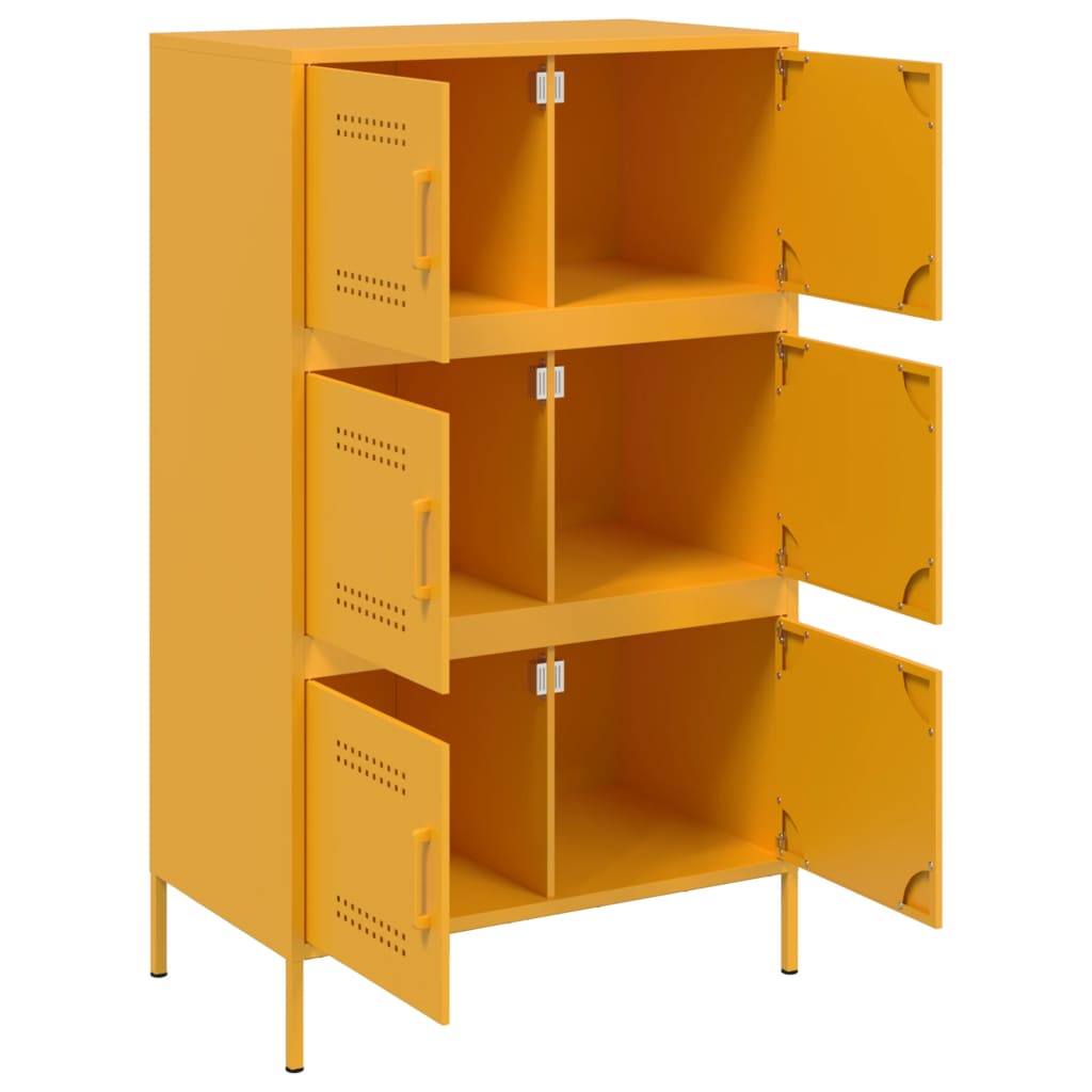 Highboard Mustard Yellow 68x39x113 cm Steel