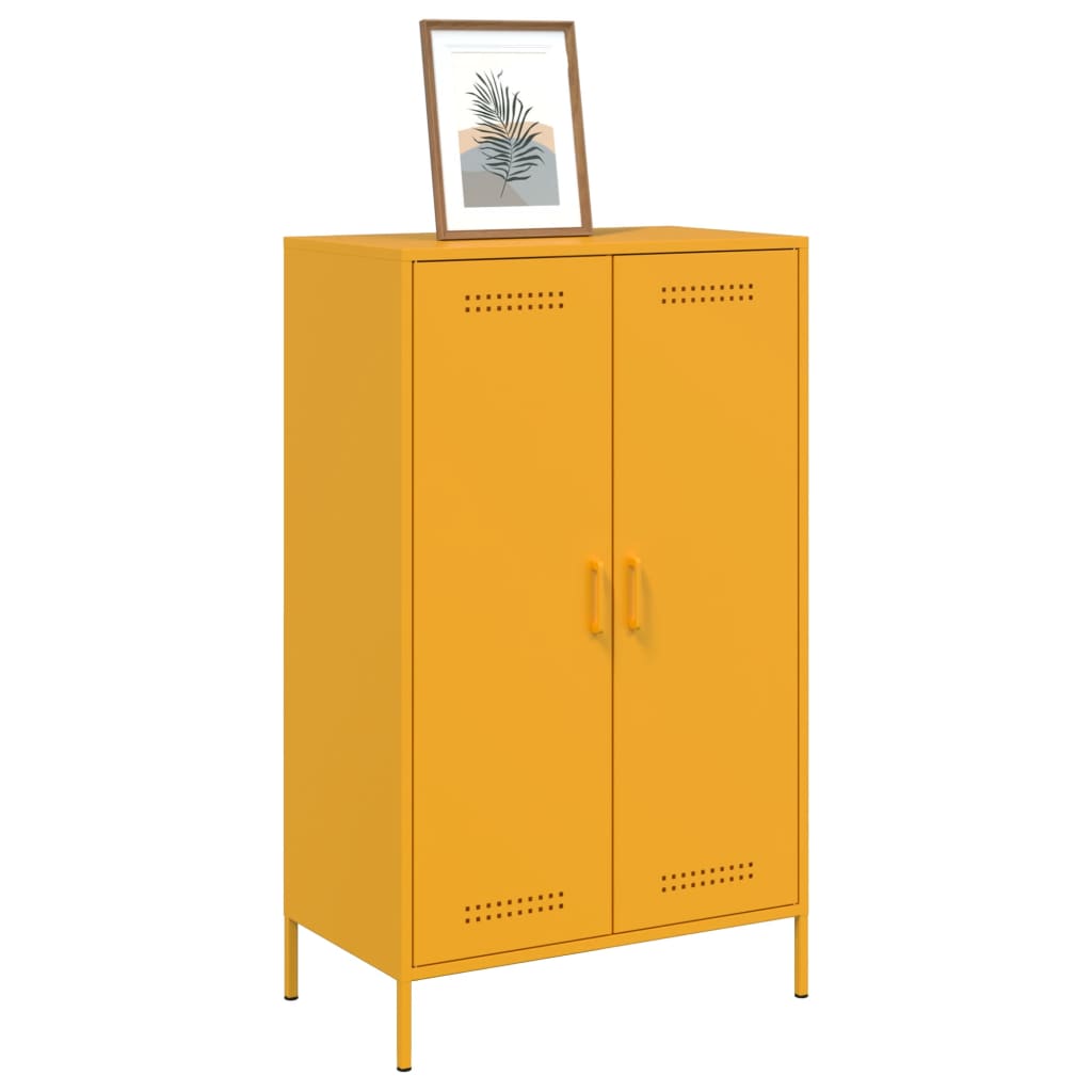 Highboard Mustard Yellow 68x39x113 cm Steel