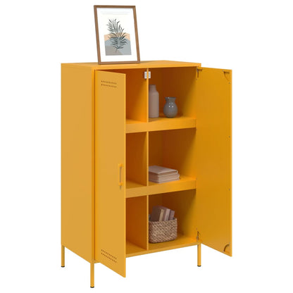 Highboard Mustard Yellow 68x39x113 cm Steel