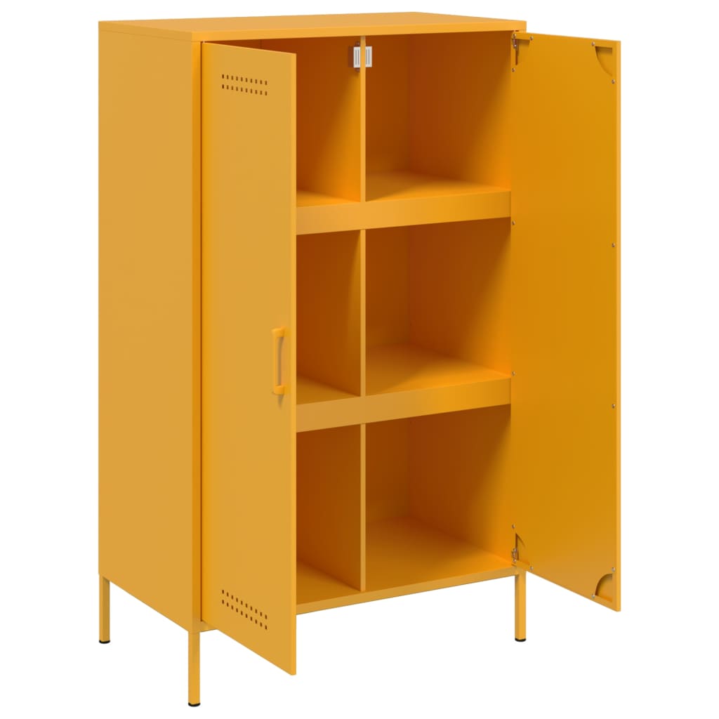 Highboard Mustard Yellow 68x39x113 cm Steel