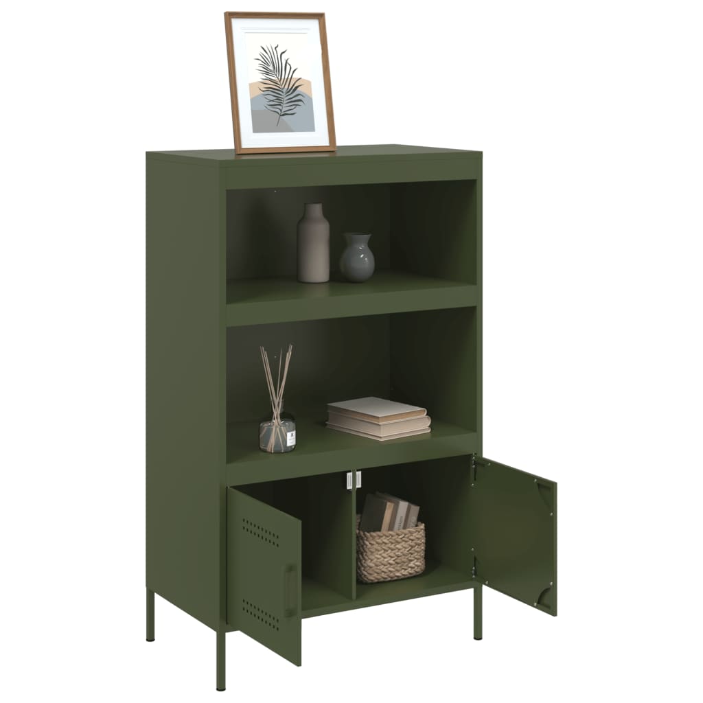 Highboard Olive Green 68x39x113 cm Steel