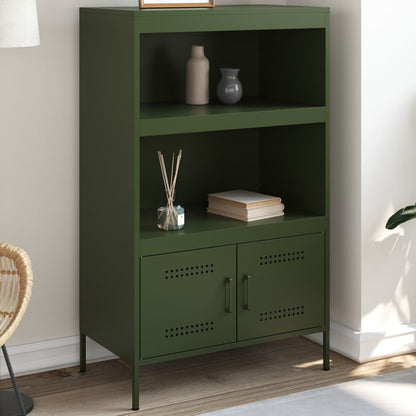 Highboard Olive Green 68x39x113 cm Steel