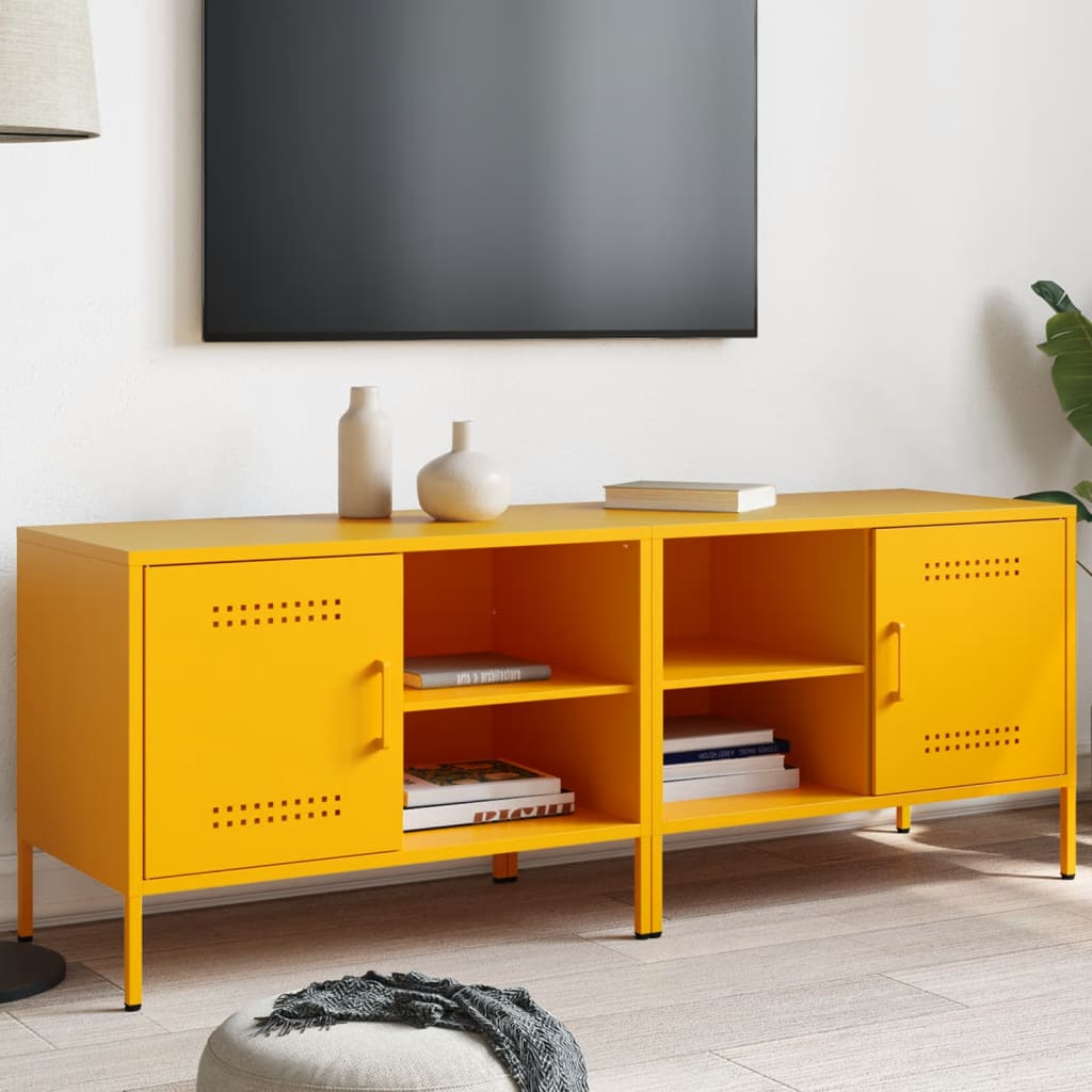 TV Cabinets 2 pcs Mustard Yellow 68x39x50.5 cm Steel