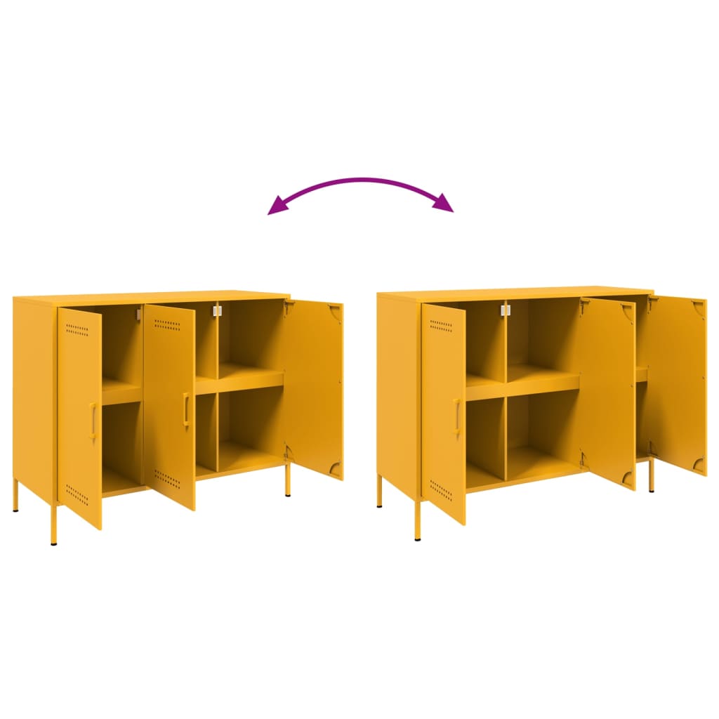 Sideboard Mustard Yellow 100.5x39x79 cm Steel