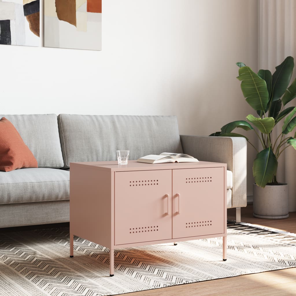 Coffee Table Pink 68x50x50.5 cm Steel