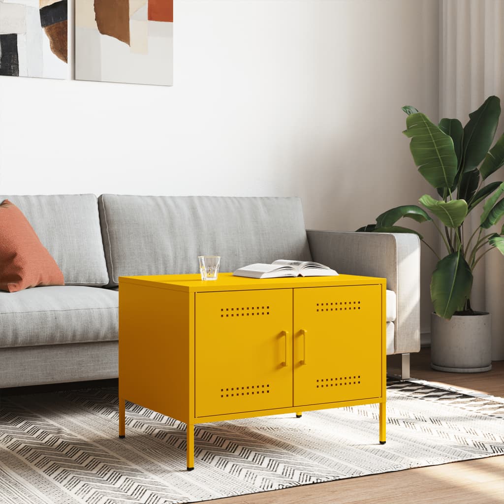 Coffee Table Mustard Yellow 68x50x50.5 cm Steel