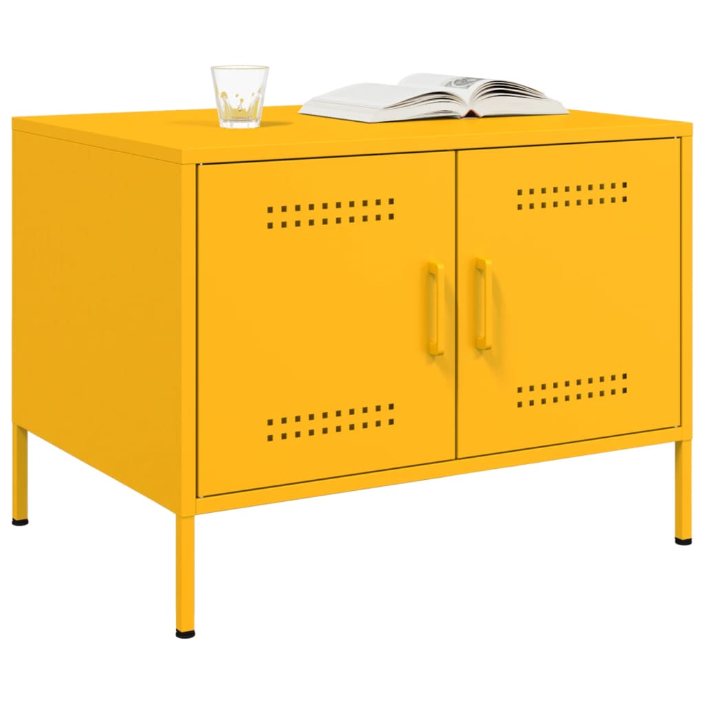 Coffee Table Mustard Yellow 68x50x50.5 cm Steel