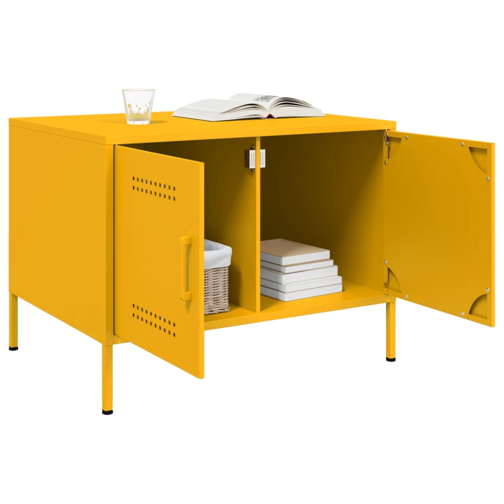 Coffee Table Mustard Yellow 68x50x50.5 cm Steel