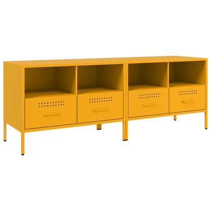 TV Cabinets 2 pcs Mustard Yellow 68x39x50.5 cm Steel