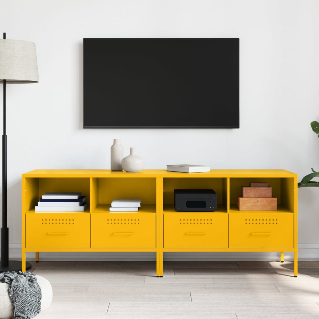 TV Cabinets 2 pcs Mustard Yellow 68x39x50.5 cm Steel