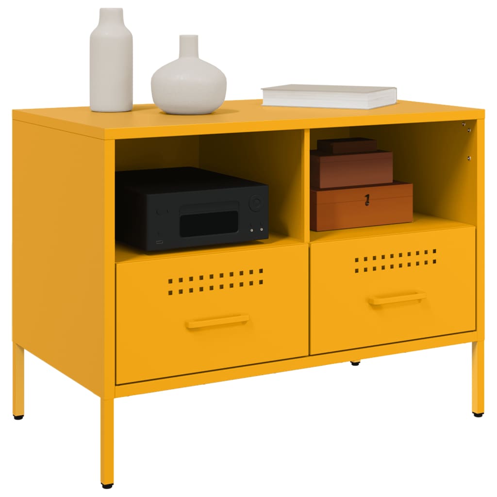 TV Cabinets 2 pcs Mustard Yellow 68x39x50.5 cm Steel