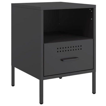 Bedside Cabinet Black 36x39x50.5 cm Steel