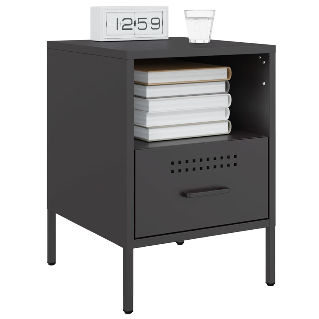 Bedside Cabinet Black 36x39x50.5 cm Steel