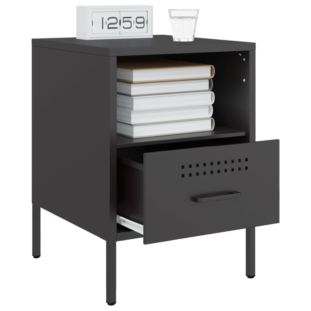 Bedside Cabinet Black 36x39x50.5 cm Steel