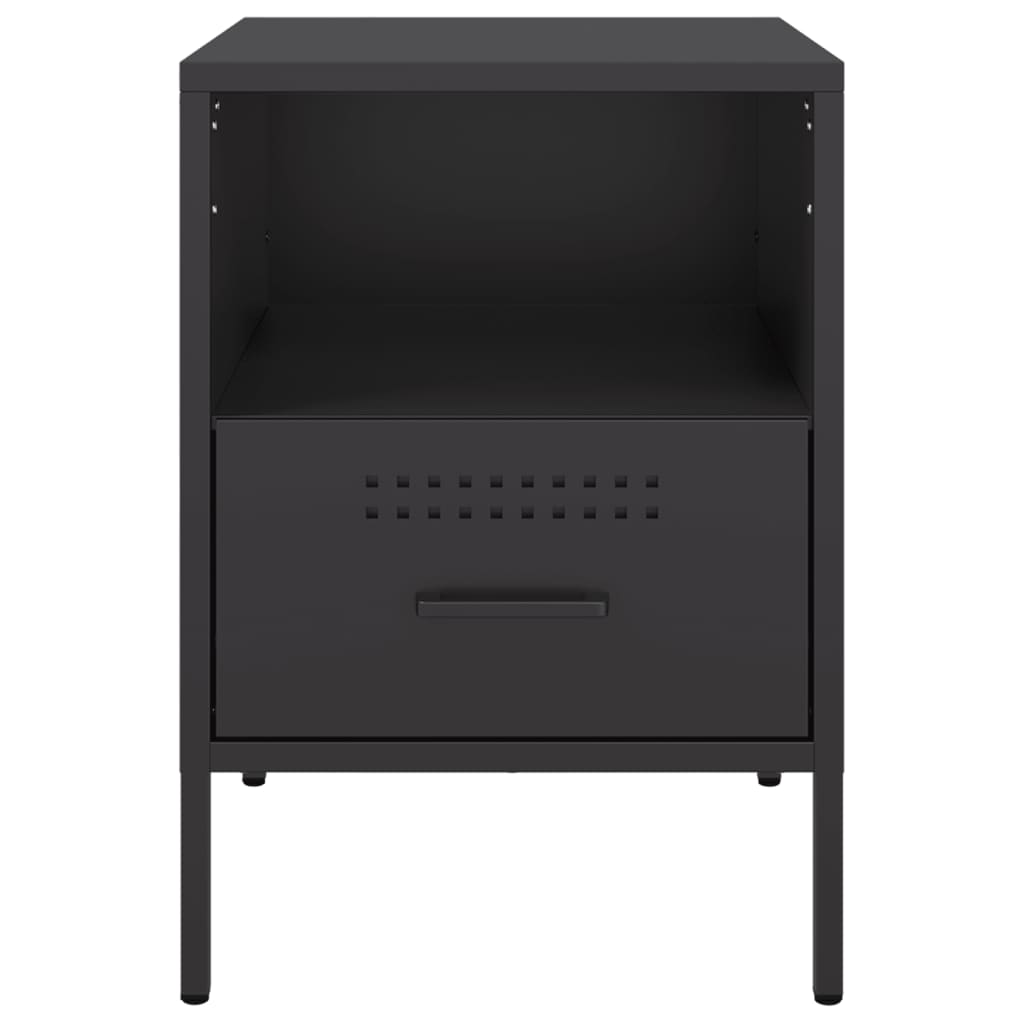 Bedside Cabinet Black 36x39x50.5 cm Steel