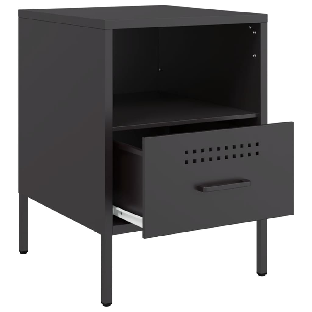 Bedside Cabinet Black 36x39x50.5 cm Steel