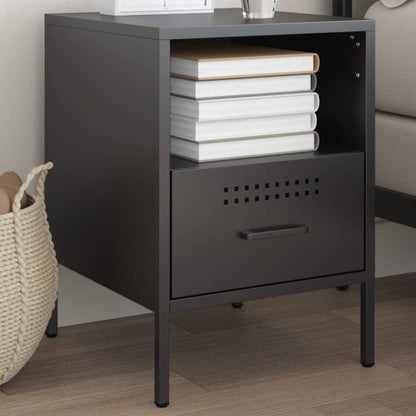 Bedside Cabinet Black 36x39x50.5 cm Steel