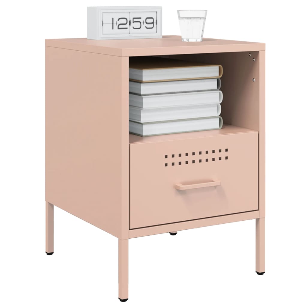 Bedside Cabinet Pink 36x39x50.5 cm Steel