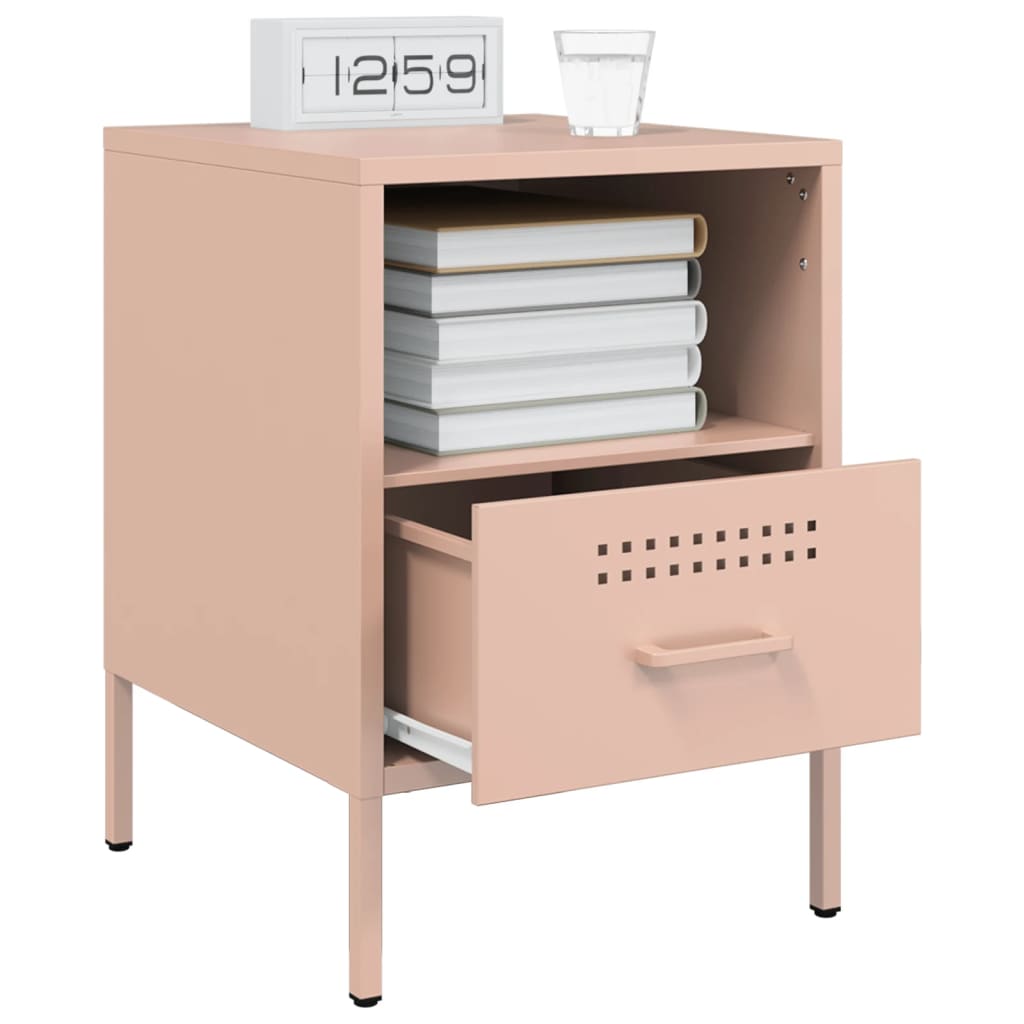 Bedside Cabinet Pink 36x39x50.5 cm Steel