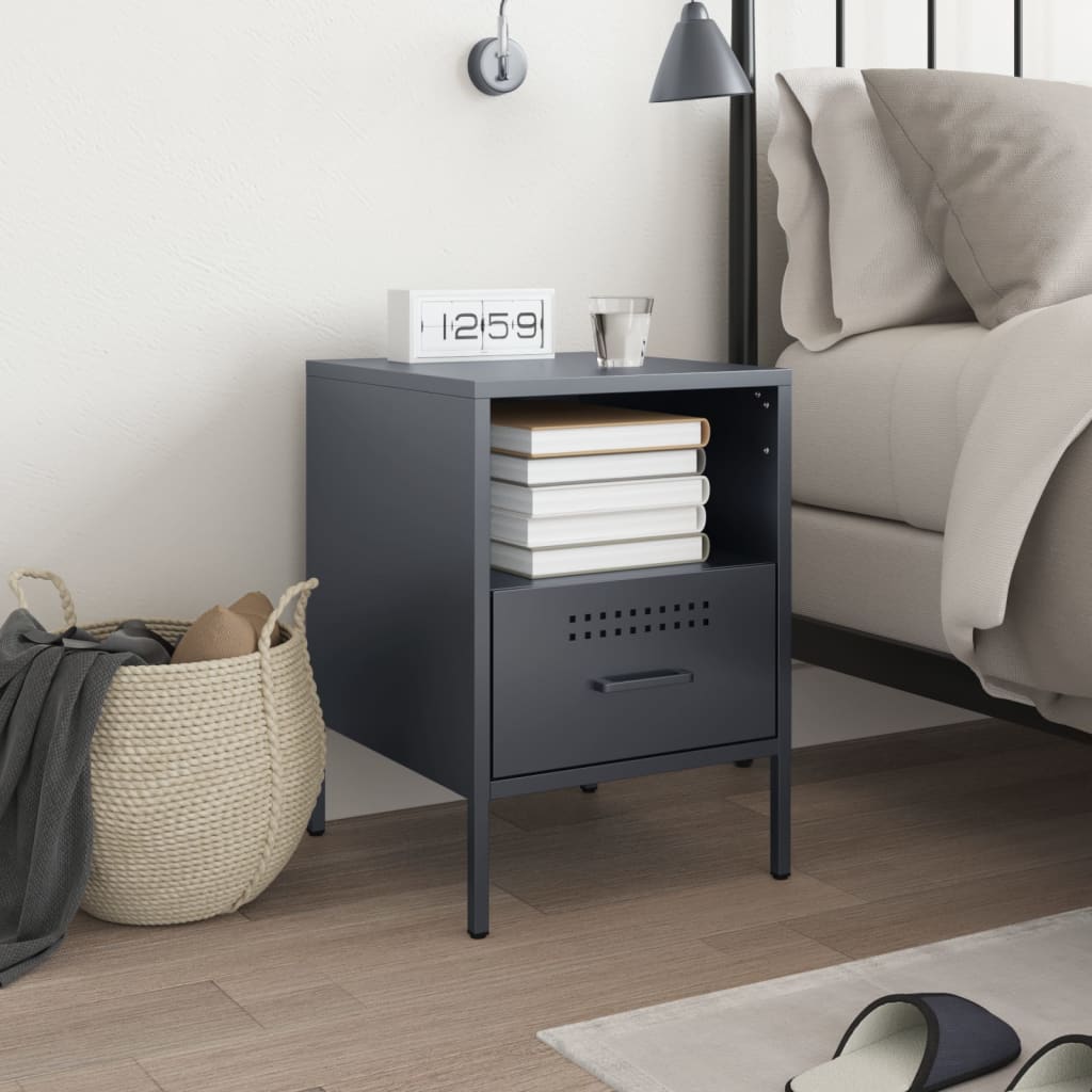 Bedside Cabinet Anthracite 36x39x50.5 cm Steel