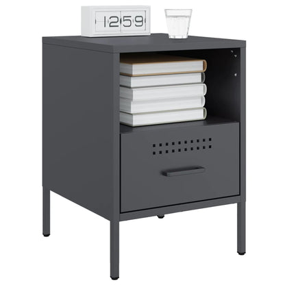 Bedside Cabinet Anthracite 36x39x50.5 cm Steel