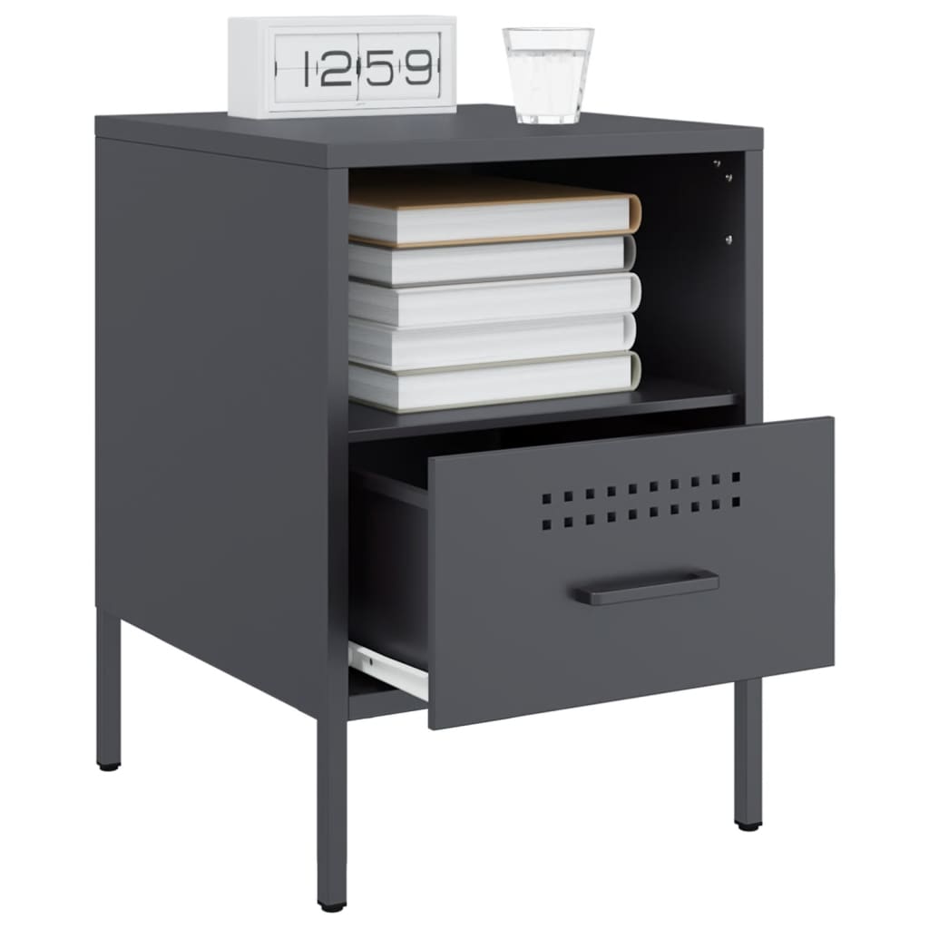 Bedside Cabinet Anthracite 36x39x50.5 cm Steel