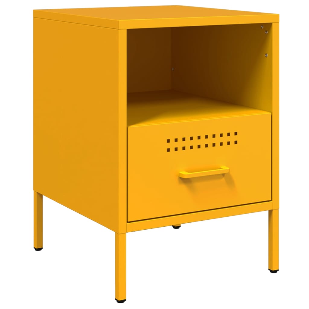 Bedside Cabinet Mustard Yellow 36x39x50.5 cm Steel