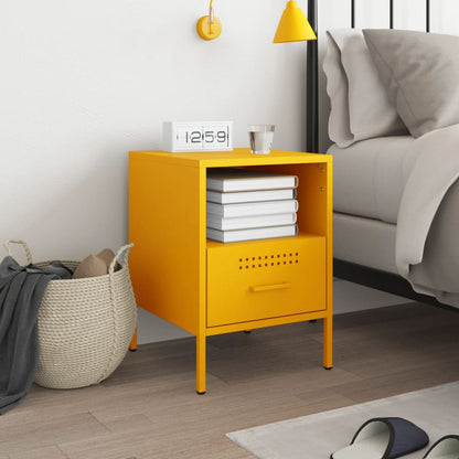 Bedside Cabinet Mustard Yellow 36x39x50.5 cm Steel