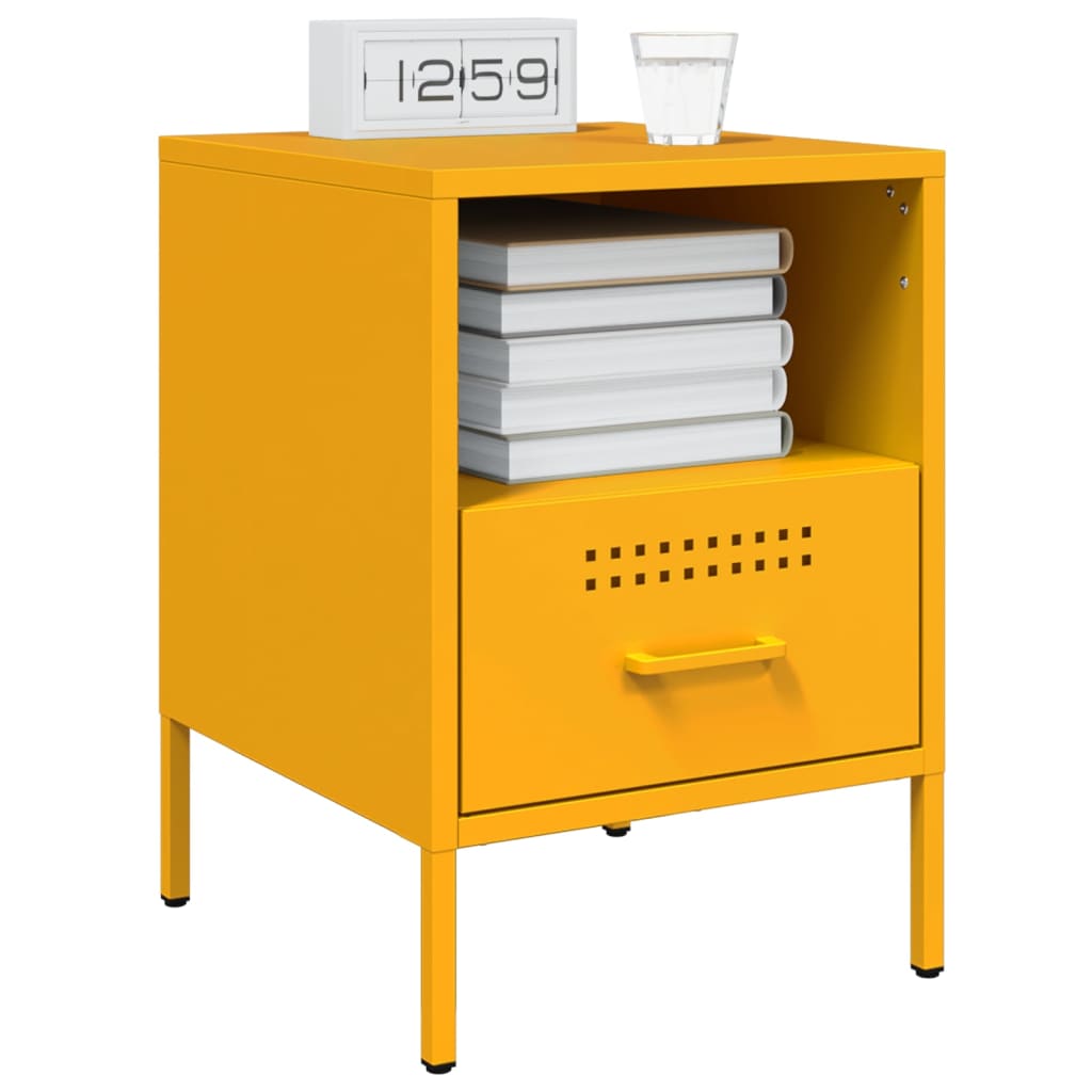 Bedside Cabinet Mustard Yellow 36x39x50.5 cm Steel