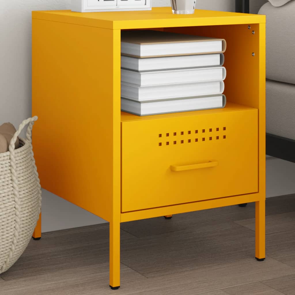 Bedside Cabinet Mustard Yellow 36x39x50.5 cm Steel