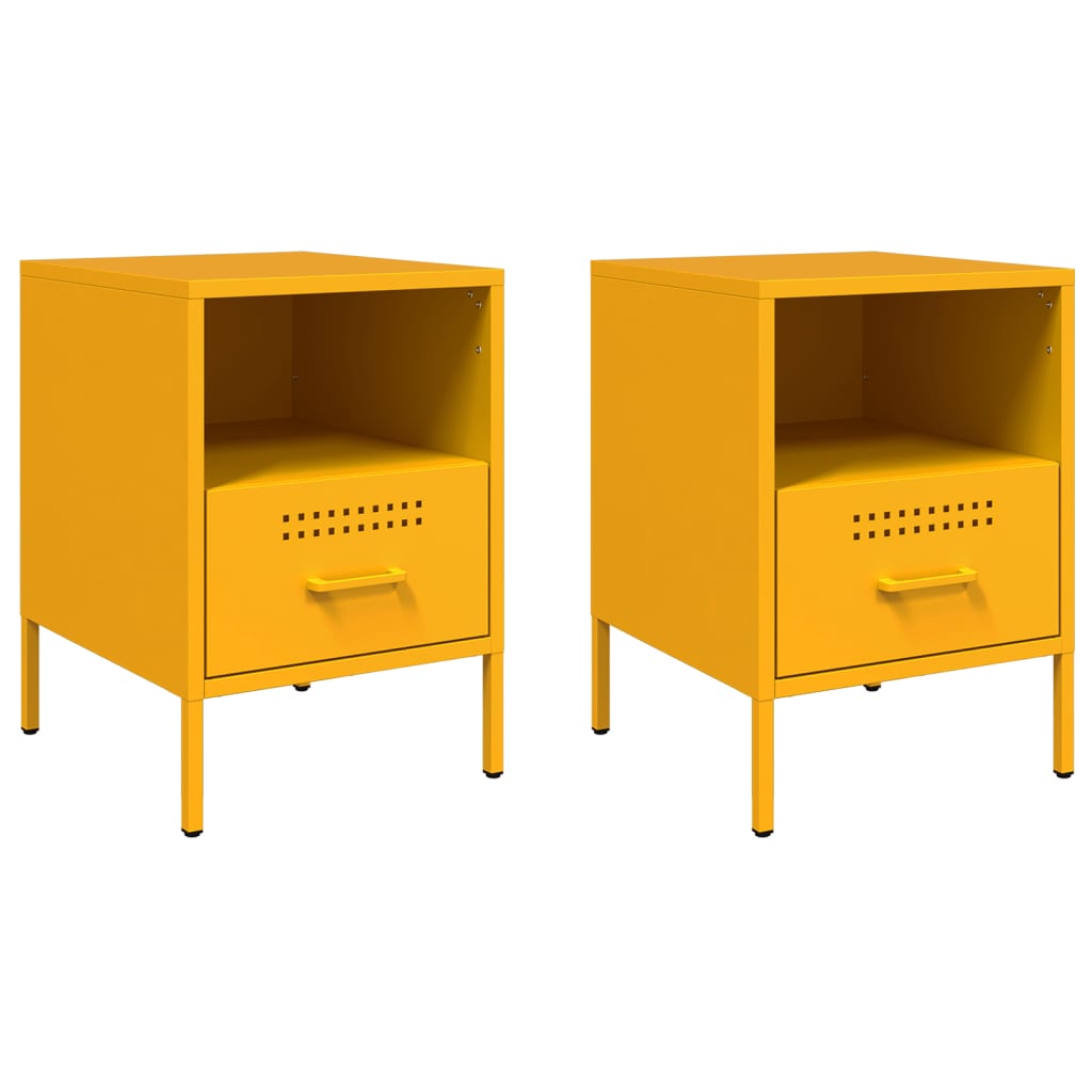 Bedside Cabinets 2 pcs Mustard Yellow 36x39x50.5 cm Steel