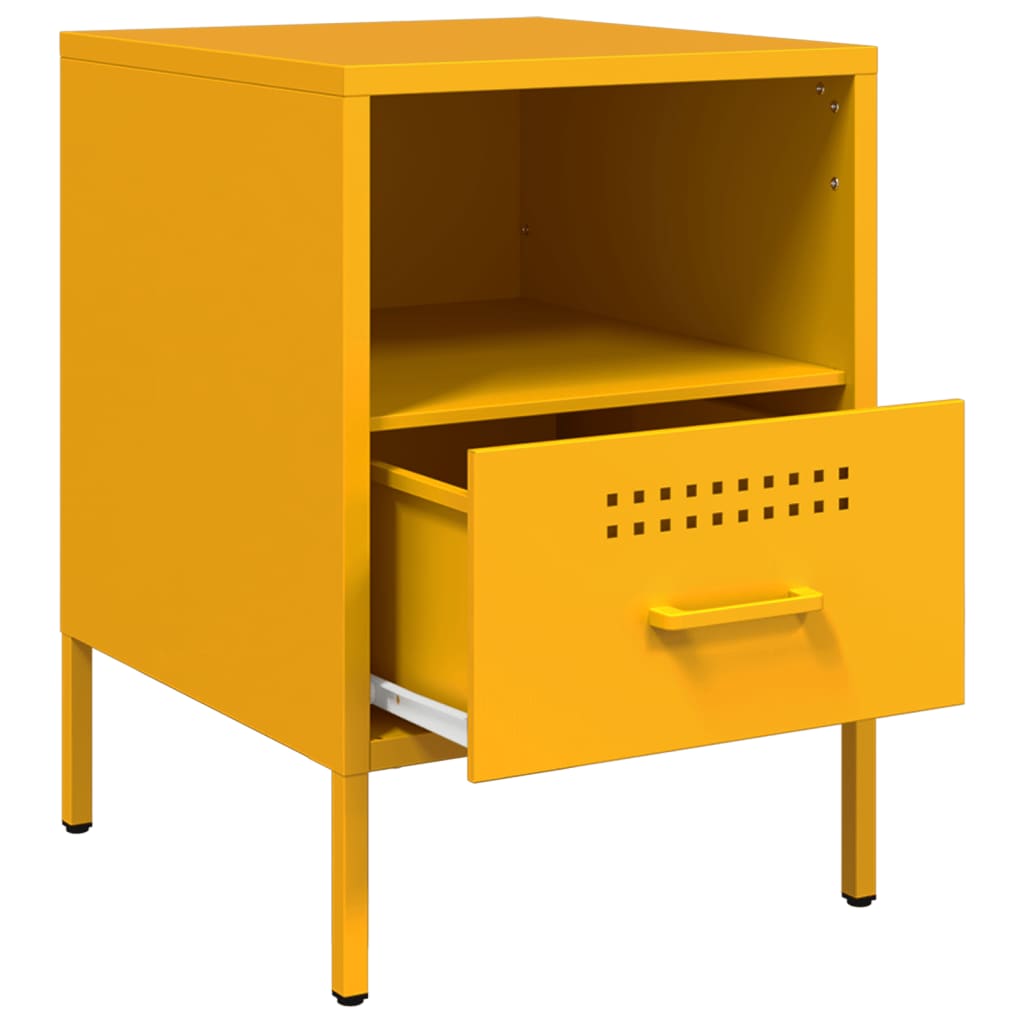 Bedside Cabinets 2 pcs Mustard Yellow 36x39x50.5 cm Steel