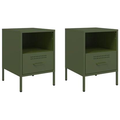 Bedside Cabinets 2 pcs Olive Green 36x39x50.5 cm Steel