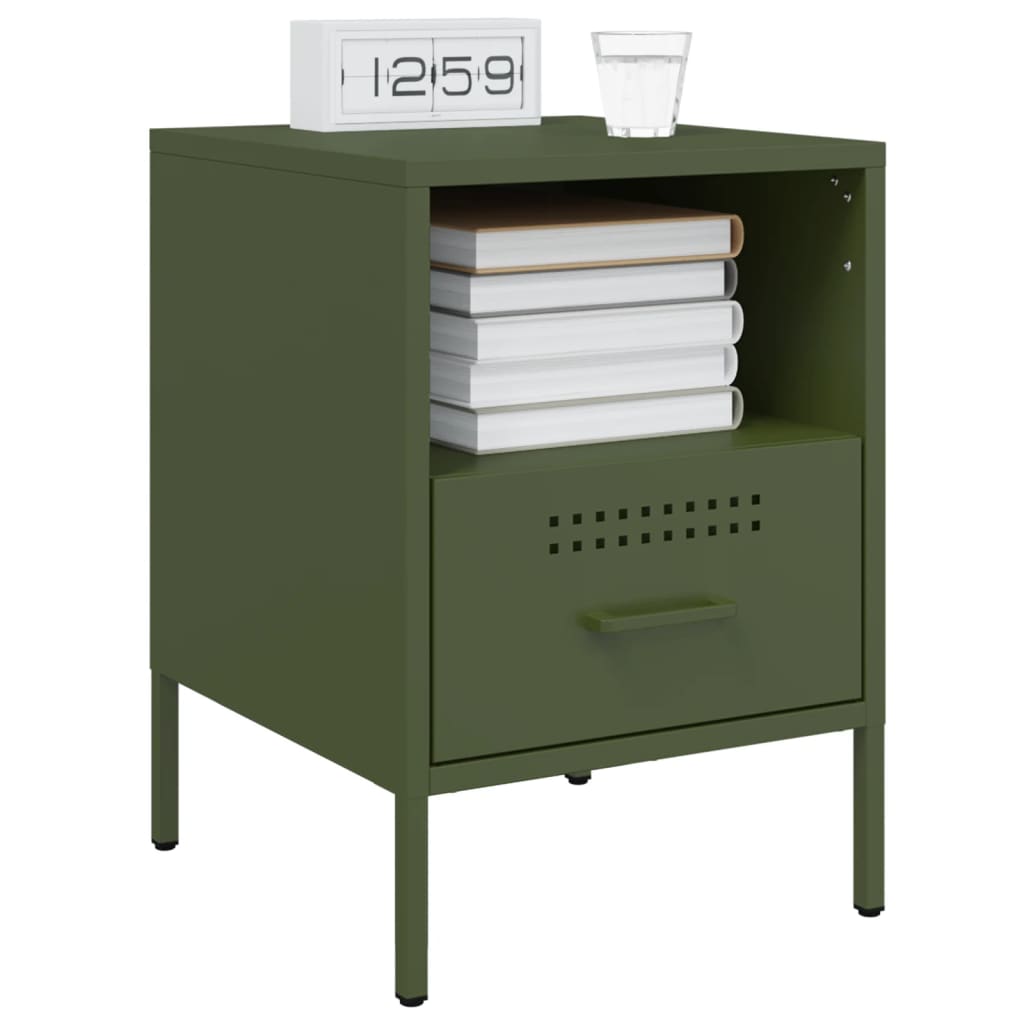 Bedside Cabinets 2 pcs Olive Green 36x39x50.5 cm Steel